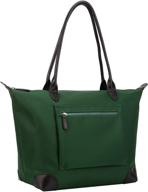 large lightweight nylon women's leather tote bag with shoulder straps: ideal for travel, work, and daily use logo