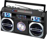 🔊 studebaker sb2149b master blaster - ultimate bluetooth boombox with multiple power options, am/fm radio, usb & cd player, mp3 playback, led eq, and powerful 10 watts rms speaker - black logo