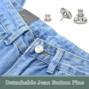 img 3 attached to 16-Piece Set of Silver White Jean Buttons by JASSINS - Upgraded 17mm Replacement Buttons for 👖 Jeans, Adjustable Perfect Fit, Detachable Metal Buttons to Extend or Reduce Waist Size with No Sewing Required