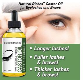 img 1 attached to 🌿 Natural Riches Organic Castor Oil Eyelash Growth Serum USDA Organic Certified - Cold Pressed Formula with 5 Brushes - 1 fl oz.