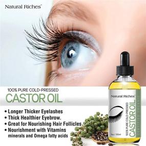 img 2 attached to 🌿 Natural Riches Organic Castor Oil Eyelash Growth Serum USDA Organic Certified - Cold Pressed Formula with 5 Brushes - 1 fl oz.