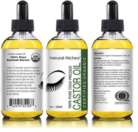 img 3 attached to 🌿 Natural Riches Organic Castor Oil Eyelash Growth Serum USDA Organic Certified - Cold Pressed Formula with 5 Brushes - 1 fl oz.