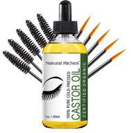 🌿 natural riches organic castor oil eyelash growth serum usda organic certified - cold pressed formula with 5 brushes - 1 fl oz. logo