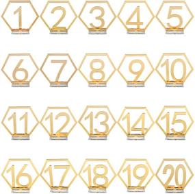 img 4 attached to 🎉 Exquisite Gold Hexagon Hollow Out Table Numbers with Holder Base - Perfect for Wedding, Catering, Party, Event Décor - by Maggie Yuan