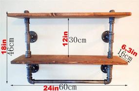 img 2 attached to Rustic Industrial Wall-Mounted Pipe Bathroom Shelf with Towel Holder - Reclaimed Wood Pipe Shelves for Bathroom Decor, Towel Storage, and Towel Rack (2 Tier)