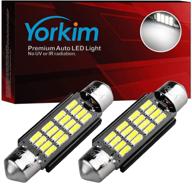 🔆 yorkim 578 festoon led bulb 41mm 42mm - super bright white light - canbus error free - 16-smd 4014 chipset - 212-2 dome light, interior & map light - pack of 2 logo