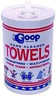 🧽 goop #930 hand cleaning towel, multi-purpose dispensing bucket for hands, tools, shoes, cars, bikes | removes grease, tar, and more | 90 count logo