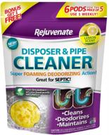 🚰 powerful foaming action garbage disposal and drain pipe cleaner: rejuvenate 6 unit pack - lemon scent, effectively removes odors logo