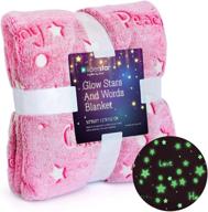 🌟 liderstar pink glow in the dark throw blanket, ultra soft fuzzy plush fleece, adorned with stars and inspiring messages, ideal christmas birthday gift for girls, kids, women, teens, and toddlers, 50"x 60 logo