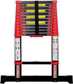 img 4 attached to 🪜 BEETRO 12.5ft Aluminum Telescopic Extension Ladder for Roofing Business, Outdoor Work, Household Use and More | 330lbs Max Capacity | Enhanced Durability and Safety with Balance Rod