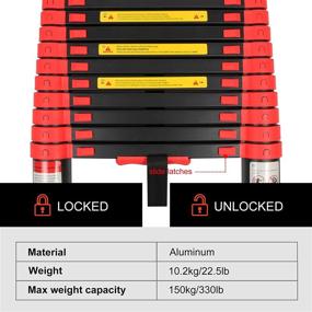img 1 attached to 🪜 BEETRO 12.5ft Aluminum Telescopic Extension Ladder for Roofing Business, Outdoor Work, Household Use and More | 330lbs Max Capacity | Enhanced Durability and Safety with Balance Rod
