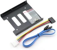 💽 metal ssd hdd holder kit 2.5 to 3.5 inch for desktop pc ssd server hard drive tray - includes mounting adapter bracket dock, sata 3.0 cable, and ide 4p male to sata 15 pin female power extension cable logo