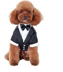 img 4 attached to GabeFish Black Wedding Jackets Suit for Dogs with Bow Tie - Stylish Formal Clothes Shirt Tuxedo for Puppies and Cats