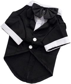 img 1 attached to GabeFish Black Wedding Jackets Suit for Dogs with Bow Tie - Stylish Formal Clothes Shirt Tuxedo for Puppies and Cats