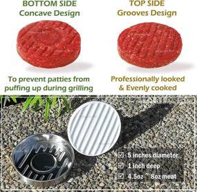 img 3 attached to 🍔 Meykers Burger Press - 5-inch Hamburger Patty Maker with 100 Patty Papers | Porcelain Smasher | Stainless Steel Burger Mold Ring | Shaper Smash for Meat, Beyond Veggie, Turkey, Vegan, Beef