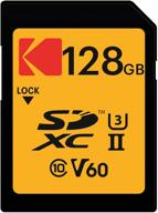 💪 high-performance kodak 128gb uhs-ii u3 v60 ultra pro sdxc memory card: boost your storage and speed! logo