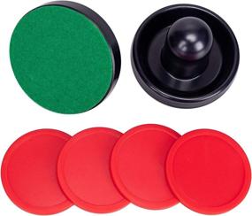 img 3 attached to 🎮 Premium Jollylife Black Air Hockey Pushers Set of 2 with 4 Red Pucks for High-Intensity Gameplay