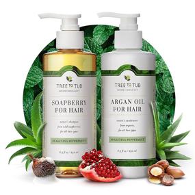 img 4 attached to 🌿 Tree to Tub Peppermint Shampoo and Conditioner - Sulfate Free for Sensitive Scalp and Hair - pH 5.5 Balanced Duo with Soapberry & Argan Oil