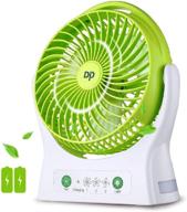 💚 rechargeable battery operated fan – portable usb powered desk fan with strong airflow – 3 speeds for travel, home, kitchen, office, and outdoor use (green) logo