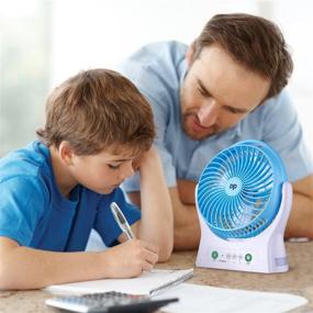 img 2 attached to 💚 Rechargeable Battery Operated Fan – Portable USB Powered Desk Fan with Strong Airflow – 3 Speeds for Travel, Home, Kitchen, Office, and Outdoor Use (Green)