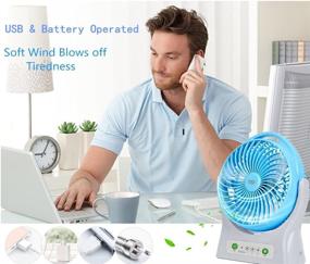 img 1 attached to 💚 Rechargeable Battery Operated Fan – Portable USB Powered Desk Fan with Strong Airflow – 3 Speeds for Travel, Home, Kitchen, Office, and Outdoor Use (Green)