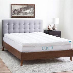 img 3 attached to LUCID Queen Size Ultra Plush 3-Inch Down Alternative Fiber Bed Mattress Topper - Hypoallergenic Pillow Top - Soft & Breathable Cotton Percale Cover in White