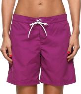 attraco women's long board shorts with tummy control and high waist - perfect for active swimwear logo