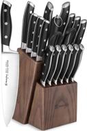 🔪 emojoy 18-piece kitchen knife set with wooden block - manual sharpening, chef knife set crafted from german stainless steel logo