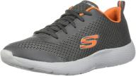 skechers dyna lite speedfleet sneaker - charcoal orange girls' school uniform footwear logo
