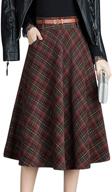 👗 trendy tanming women's winter warm plaid a-line midi skirt with belt - elevate your style! logo