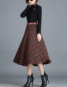 img 3 attached to 👗 Trendy Tanming Women's Winter Warm Plaid A-Line Midi Skirt with Belt - Elevate your Style!