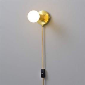 img 3 attached to BRIGHTTIA Plug-In Simple Ring Wall Sconce Light - Brushed Gold - Modern Minimalist Lighting For Apartments And Dorms - Mid Century Industrial Exposed Bulb Wall Lamp - 15Ft Fabric Cord (BW0005-1GP)