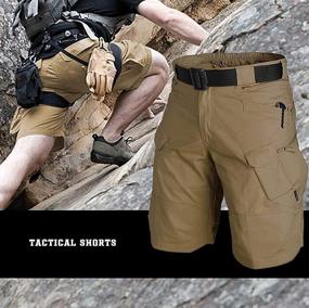 img 3 attached to 🩳 YAXHWIV Men's Tactical Shorts 11" Waterproof - Hiking, Fishing & Quick Dry Cargo Shorts