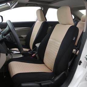 img 2 attached to Deluxe Beige 3D Air Mesh Front Seat 🪑 Cover Set of 2 by FH Group (Compatible with Airbags)