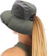 🎣 outdoor sun protection fishing hat with wide brim and ponytail opening - packable, breathable bucket cap for hiking (gray) logo