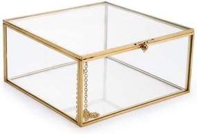 img 4 attached to 🎁 Hipiwe Vintage Glass Jewelry Organizer Box: Golden Metal Keepsake Holder for Dresser & Bathroom Decor, Wedding & Birthday Gift
