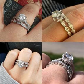 img 3 attached to 💍 Wuziwen 4Ct Комплект Кольцо На Свадебное Серебро для Женщин с Кубическим Цирконием (CZ) - Идеальные Свадебные Комплекты для Женщин