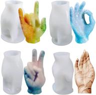 febx 4pcs gesture candle silicone molds - 4 unique hand shapes for diy aromatherapy candle making, soap, fondant cake, crystal ornaments, plaster sculpture, clay crafts logo