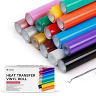 🎨 yrym htv heat transfer vinyl bundle: 14 pack 12" x 3 feet roll - assorted popular colors htv roll set logo