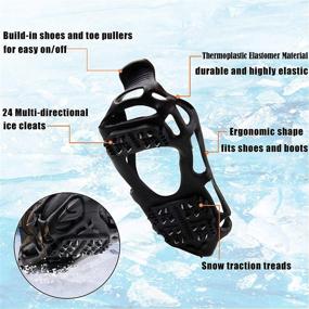 img 3 attached to 👟 Ice Cleats Snow Traction Cleats - Non-Slip Overshoe Rubber Crampons for Walking on Snow and Ice - Slip-on Stretch Footwear