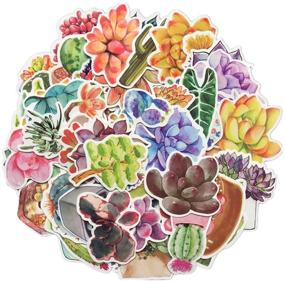 img 3 attached to 🌸 Jasion 70-Pcs Watercolor Flower, Cactus & Succulent Sticker Set for Personalizing Bottles, Cars, Laptops & More