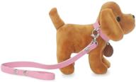 🐶 18 inch doll accessories set: cute brown puppy dog with pink leash, coordinating collar and dog tag - perfect fit for 18" american girl dolls logo