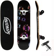 🛹 sanqing standard complete skateboard for kids boys girls youths beginners starters - 7 layer 31'' x 8'' full canadian maple concave kick stunts skateboard for sports and outdoors (black) logo