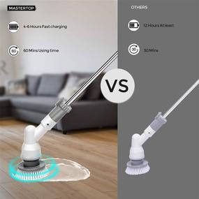 img 2 attached to 🧼 MASTERTOP Cordless Power Scrubber - Electric Spin Scrubber with 5 Adjustable Spin Brush Heads, 1 Extension Handle - Easy Clean for Shower Cleaning, Kitchen, Bathroom - Ideal for Bathtub, Tile, Floor