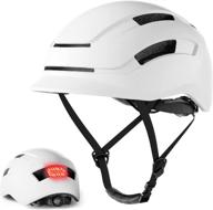 ymina adult bike helmet with rear led light | urban commuter adjustable helmet for men and women | cycling bicycle, scooter, and mountain road safety helmet logo