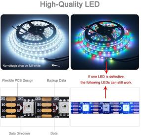 img 2 attached to 12V WS2815 (WS2812B) LED Strip Light - 5M 300 Pixels, Aclorol Individual Addressable 5050 RGB LED Flex Tape, Waterproof IP65, Black PCB, DC 12V