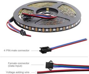 img 3 attached to 12V WS2815 (WS2812B) LED Strip Light - 5M 300 Pixels, Aclorol Individual Addressable 5050 RGB LED Flex Tape, Waterproof IP65, Black PCB, DC 12V