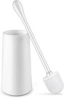 🚽 toilet brush and holder: deep cleaning, durable brush head with stable drip-proof base, long handle, non-slip - white logo