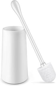 img 4 attached to 🚽 Toilet Brush and Holder: Deep Cleaning, Durable Brush Head with Stable Drip-Proof Base, Long Handle, Non-Slip - White