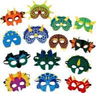 🦖 dinosaur party masks: 26-pack masquerade & halloween face masks for kids birthday themed parties - 14 styles! логотип